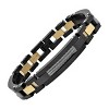 Steeltime Men's two tone black ip and 18k gold plated stainless steel link bracelet with cable wire inlay - 2 of 4