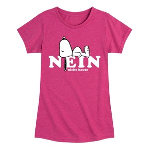 Girls' - Peanuts - Snoopy Nope Not Today German Fitted Short Sleeve Graphic T-Shirt - 1 of 4
