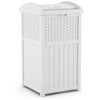 Suncast 15.75 x 16 x 31.6 Trashcan Hideaway Outdoor Commercial 33-Gallon 31.6 Inch Garbage Waste Bin with Lid in White (4 Pack) - 2 of 4