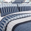 Evo Bytes Navy Orange Stripe Reversible Cotton Quilt Bedding Set - Twin - 2 of 4