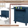 28" Nightstand with Pine Wood Veneer, Minimalist Bedside Cabinet with 3 Drawers, Pull-out Tray, Rubber Legs, Metal Handle - 4 of 4