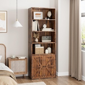 5-Tier Bookshelf, 71.4" Tall Industrial Bookcases with Doors, Floor Standing Display Storage Shelves for Office, Living Room, Bedroom, Kitchen - 1 of 4