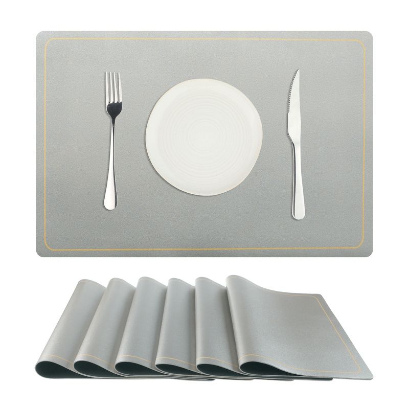 Unique Bargains Dining Room Heat Resistant Modern Faux Leather Placemats 18 x 12 Inches 6 Pcs, 3 of 7