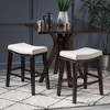 26.15"H Fabric and PU Leather Armless Counter Stool (Set of 2) with Saddle-Shaped Studded Seat and Rubberwood Frame for Kitchen - 3 of 4