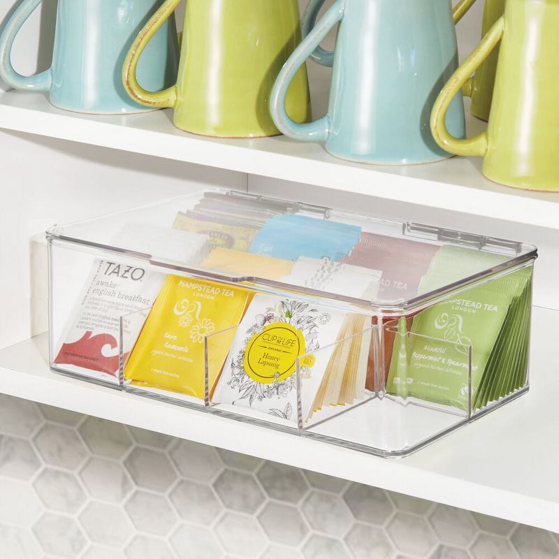 mDesign Plastic Stackable Tea Bag and Coffee Pod Organizer, Set of 2, Clear, 3 of 8