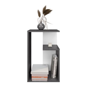 Syemin End Tables S-Shaped Side Table, 1 Shelf Small Spaces Nightstand, 2-Tier Bedside Table, Modern Compact Snack Table, Grey, 11.8"*15.7"*24.9" - 1 of 4