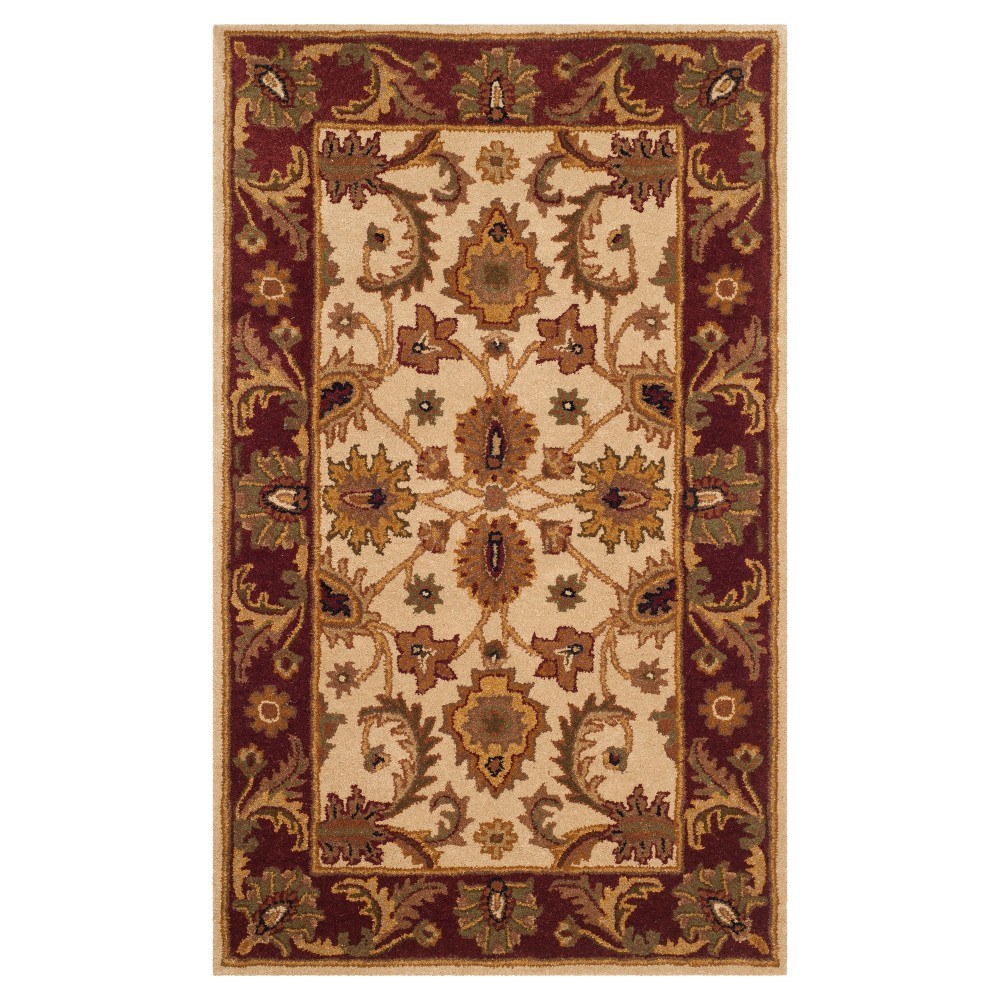 2'x3' Ivory/Red Botanical Tufted Accent Rug - Safavieh