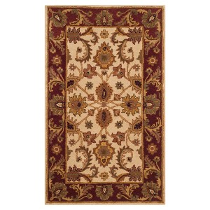 Ivory/Red Botanical Tufted Accent Rug - (2
