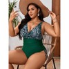 Clearlove Women Plus Size One Piece Swimsuit Tummy Control Bathing Suits Lace up Plunge Swimwear - 3 of 4
