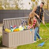 Infurnic Deck Boxes, Waterproof Deck Box with Large Storage Capacity for Patio Furniture, Garden Tools, All Weather Use, Brown, 46"*18.7"*23" - 2 of 4