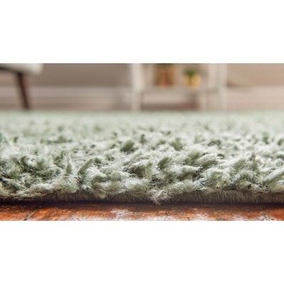Sage Green Rectangular Shag Indoor Area Rug