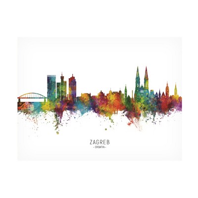 Trademark Fine Art Michael Tompsett 'Zagreb Croatia Skyline Named' Canvas Art