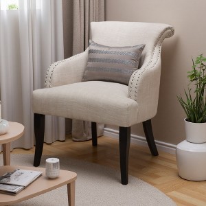 26" Fabric Armchair with Birch Wood Legs and Plush Design - 1 of 4