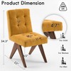 YOUNIKE Modern Upholstered Chair Dining Room Armless Kitchen Chairs Set of 4 Linen Fabric Chair Vanity with 4.7" Thick Cushion Wood V-Leg - 3 of 4