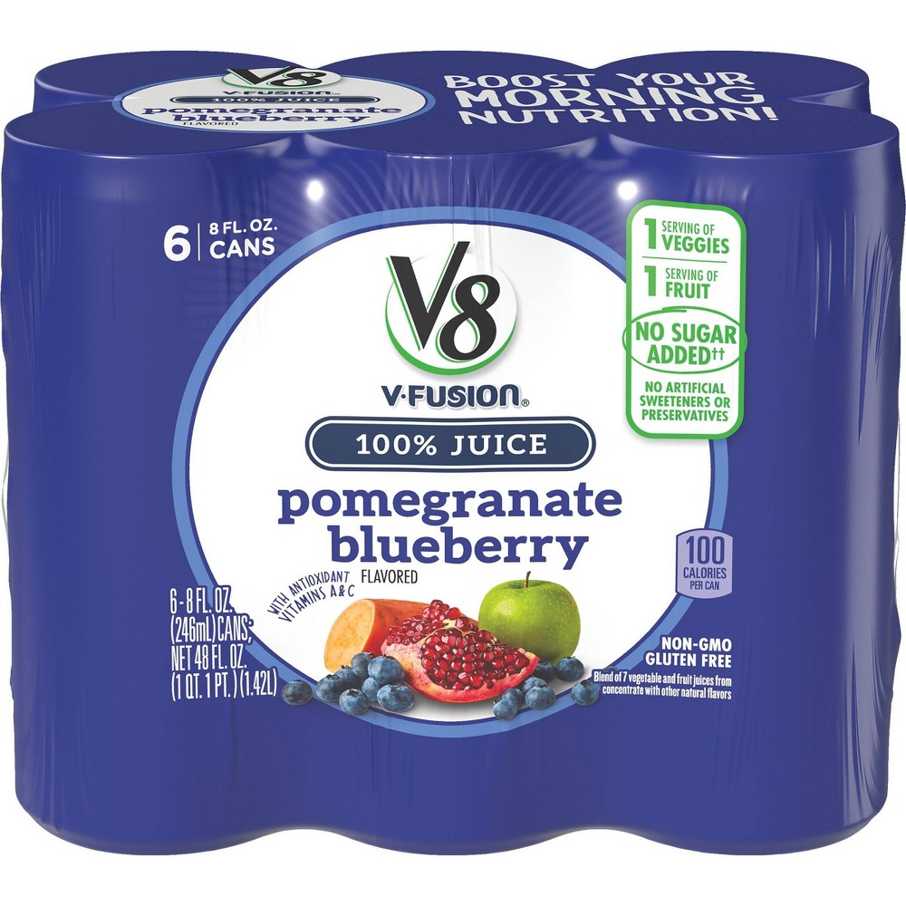 UPC 051000188670 product image for V8 V-Fusion Pomegranate Blueberry Vegetable & Fruit Juice - 6pk/8 fl oz Cans | upcitemdb.com