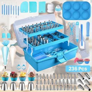 236 - Piece Baking Supplies Set - Cake Decorating Kit with Stainless Steel Tips, Piping Bags, Cookie Molds & More, Safe Materials- Beginner- Friendly - 1 of 4