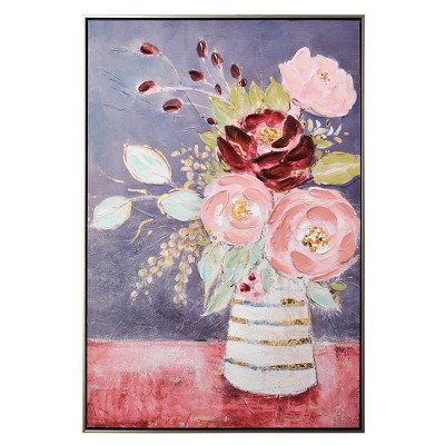 Zina Flowers in a Vase Unfraned Wall Canvas - StyleCraft