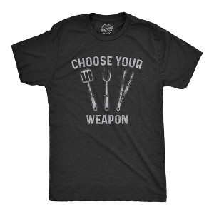 Mens Choose Your Weapon Tshirt Funny Grill Utensils Backyard BBQ Cookout Fathers Day Tee - Crazy Dog Men's T Shirt - 1 of 4