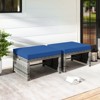 Costway Patio Ottomans Set of 2 PE Rattan Footstools with Removable Cushions & Metal Frame Red/Gray/Black/White/Turquoise/Navy - 2 of 4
