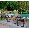 All-Weather Wicker Patio Conversation Set with Coffee Table, Steel Frame Outdoor Patio Small Space Chat Sets - The Pop Home - 2 of 4