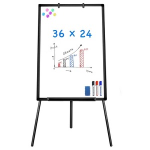 Maxtek Easel Whiteboard Height Adjustable 42" to 63" H Magnetic Mobile Whiteboard and Flipchart - 1 of 4