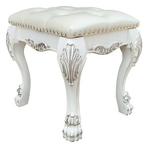 20" Dresden II Accent Chair PU/Bone White Finish - Acme Furniture: Romantic Spirit, Champagne Wingback, Nailhead Trim - 1 of 4