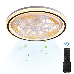 YIYIBYUS Enclosed 20Inch Low Profile Crystal Ceiling Fan With 7 Hidden Blades - 20in - 1 of 4