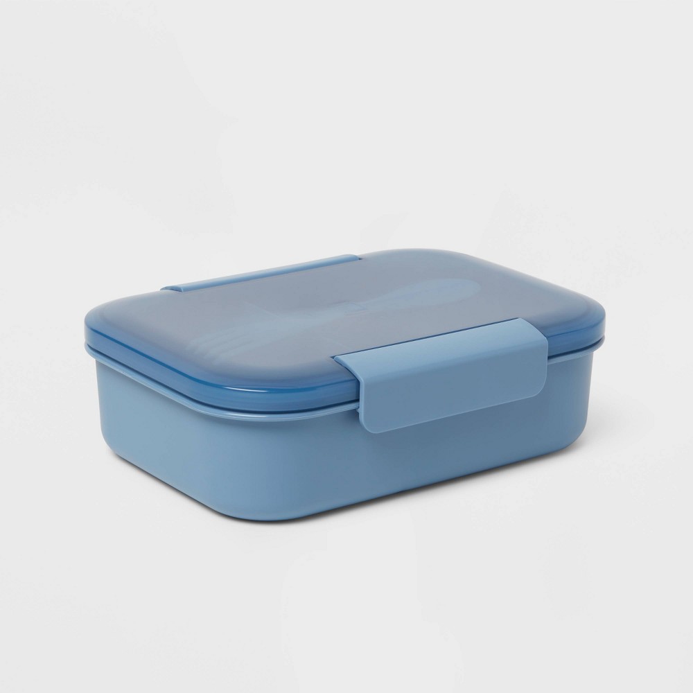 Plastic Bento Box with Utensil Blue - Room Essentialsâ„¢