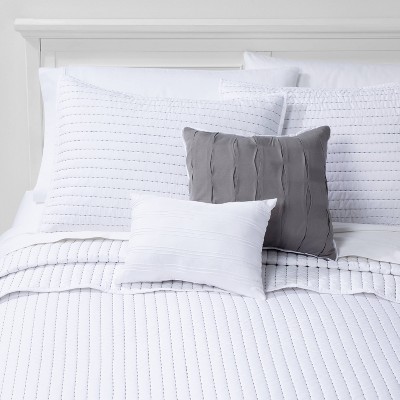 Full Queen Clifford Stripe Comforter Set White Gray Hallmart