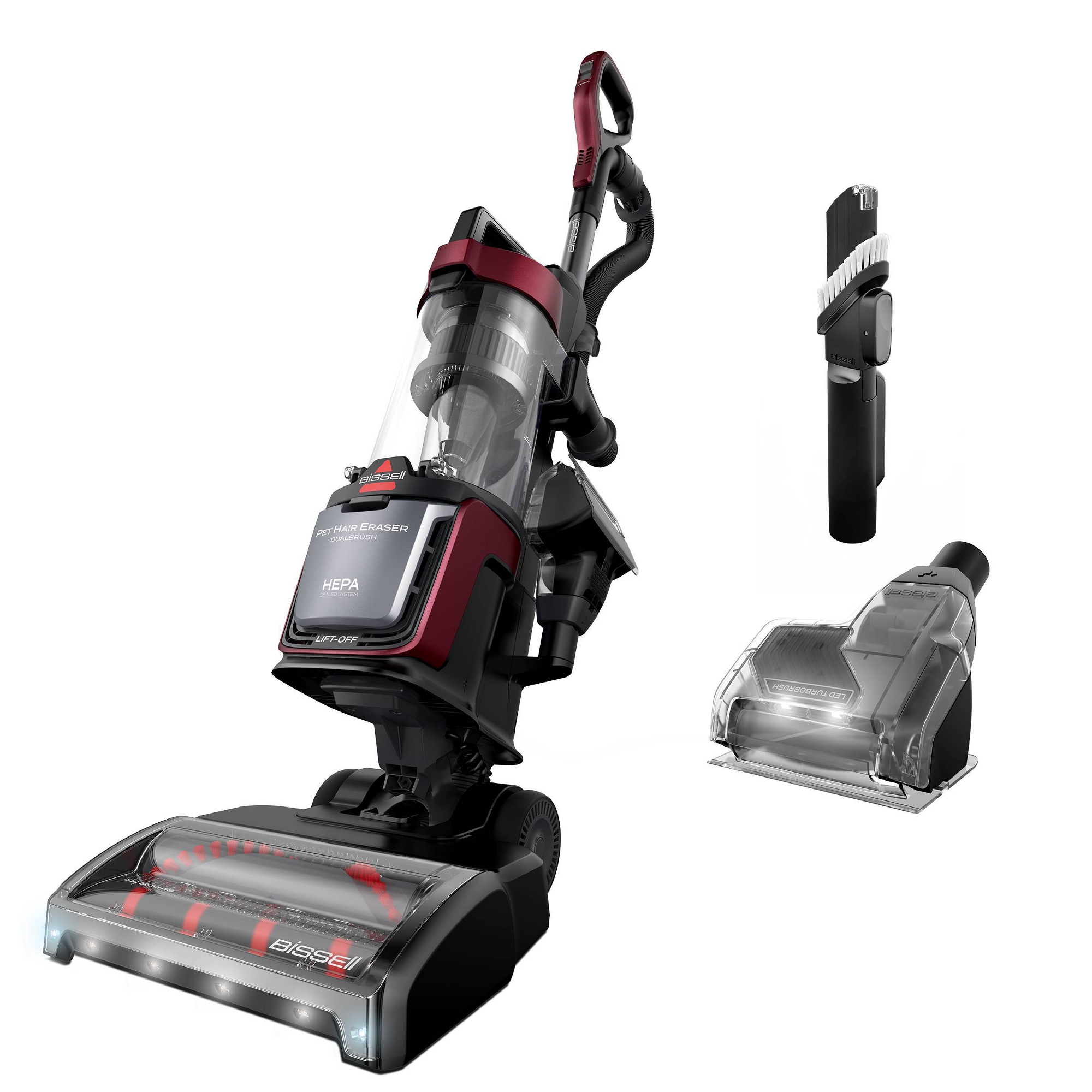 BISSELL PetHair Eraser DualBrush Upright Vacuum 4353 Pet Hair Pick-Up Red/Black