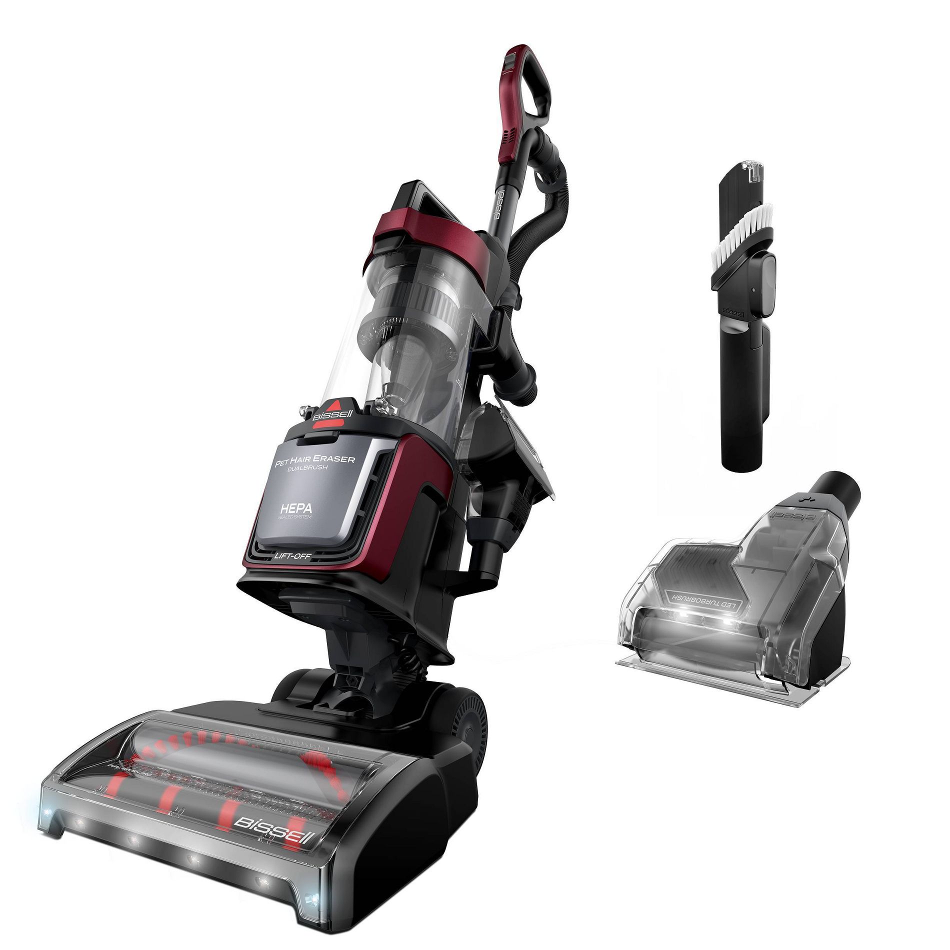 BISSELL PetHair Eraser DualBrush Upright Vacuum 4353 Pet Hair Pick-Up Red/Black
