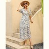 YesFashion Women's Summmer Dress Casual Boho Short Sleeve Long Dress Wrap V Neck Tunic Midi Sundress with Belt - 2 of 4