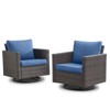 POCASSY Square Armrest Outdoor Swivel Rocker Patio Chairs Set of 2, Brown Wicker Furniture Swivel Patio Chairs for Porch, Poolside, Deck - 3 of 4