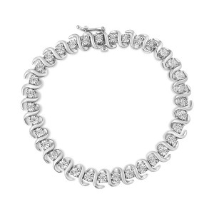 Haus of Brilliance Silver 1/3 Cttw Miracle-Set Diamond "S" Link Tennis Bracelet - 1 of 4