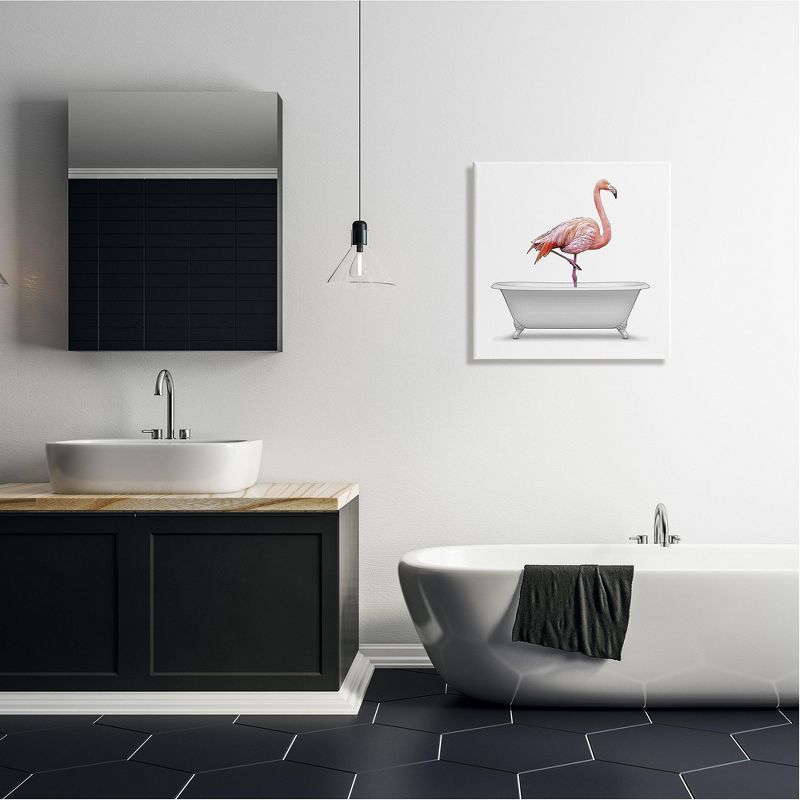 Stupell Industries Flamingo Antique Bathroom Tub Gallery Wrapped Canvas Wall Art, 3 of 5