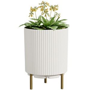 SEVOBAL 2 Piece Planters, Flower Pot with Stand, Mid-Century Modern Home Decor for Balcony Garden - 1 of 4