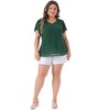 Agnes Orinda Women's Plus Size Pin Dots V Neck Smocked Bell Short Sleeve Top - 3 of 4