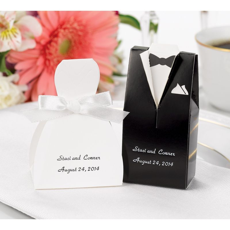 25ct Tuxedo Shaped Wedding Favor Boxes White, 2 of 3