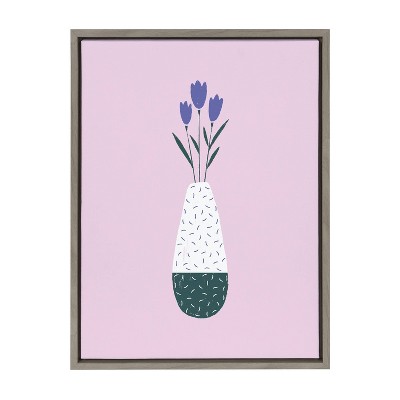 18" x 24" Sylvie Tulips Framed Canvas by Duchess Plum Gray - Kate & Laurel All Things Decor