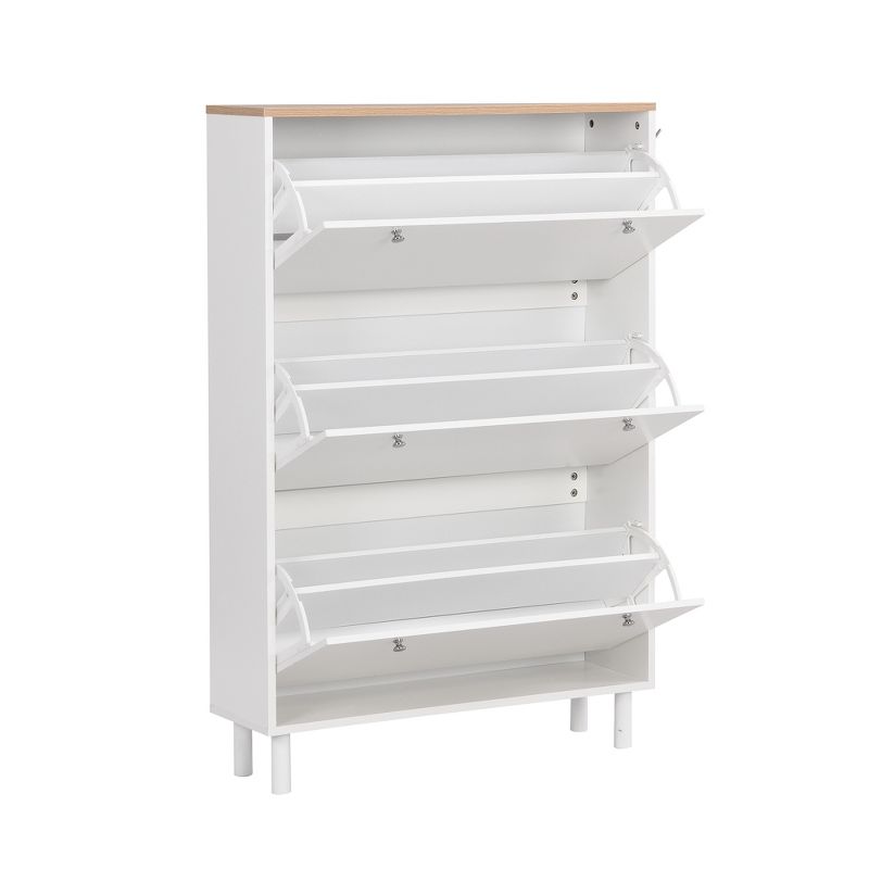 Narrow Design Shoe Cabinet with 3 Flip Drawers, 3 Hooks and Adjustable Panels - ModernLuxe, 5 of 11