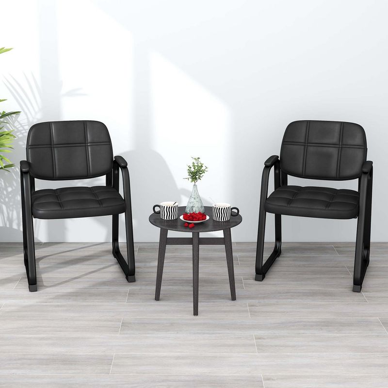 Costway Waiting Room Chair Set of 2/4 Upholstered Guest Conference Chair with Armrest Black, 4 of 10
