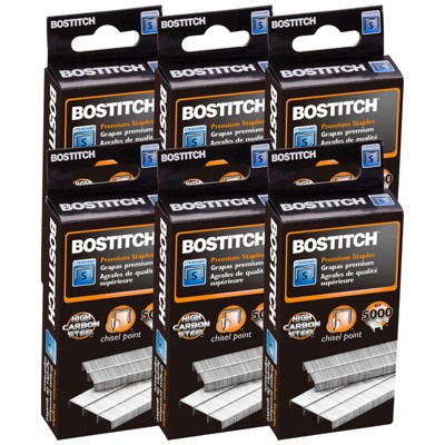 Bostitch Premium Standard Staples, 5000 Per Pack, 6 Packs (Case of 3)