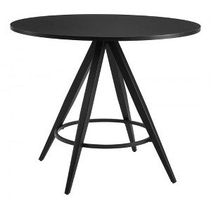 Dining Table 29.9"H Black – Round Faux Wood MDF Top with Powder-Coated Steel Frame, Modern Indoor Dining by Zuo Modern - 1 of 4