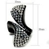 Slickblue Women’s Sculptural Ring, Black Stainless Steel, Clear Pave Synthetic Crystals, Flowing Curved Band, Size 5–10 - 2 of 4
