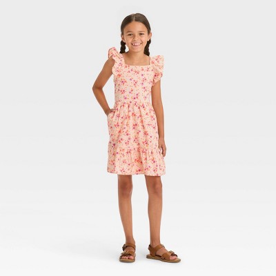 Girls Mommy And Me Short Flutter Sleeve Floral Print Challis Woven