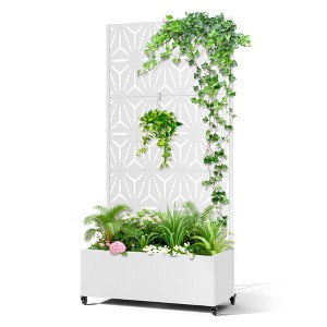TOAOTBNBO Metal Raised Garden Bed with Star Pattern, Outdoor Planter Box with Wheels, Modern Privacy Screen for Garden and Patio - 1 of 4