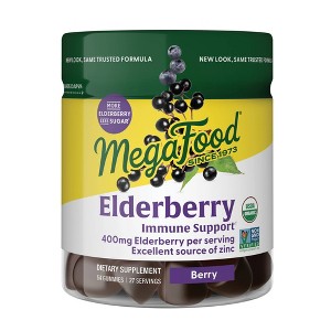 MegaFood Elderberry Gummies, Immune Support with Zinc, Organic, Vegan, Berry - 54ct - 1 of 4