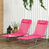 ResenKos 2-Piece Foldable Premium Chaise Lounge Chairs , Reclining Sunbeds With Breathable Mesh Seating, Headrests, Pink - 3 of 4