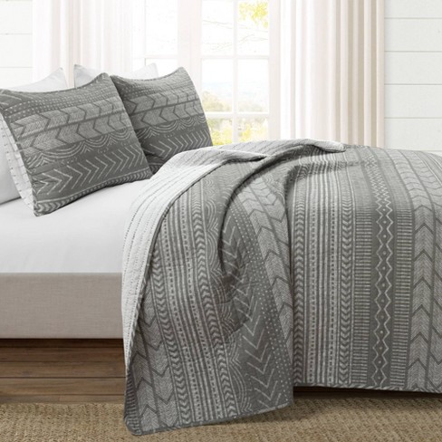 Lush Décor 3pc King Hygge Geo Reversible Cotton Quilt & Sham Set ...