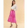 INSPIRE CHIC Women's Party Elastic Waist Metallic Shiny Accordion Pleated Midi Skirt - 3 of 4
